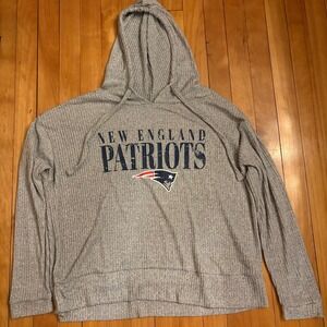 New England Patriots Women's Sleepwear Hoodie Gray Ribbed Pullover Size Medium